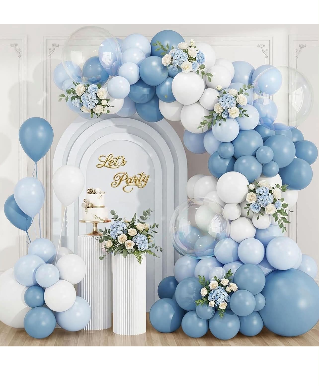 Detalle de decoración de bautizo con globos